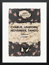 charlie uniform november tango bronze leaf framed print by artist hue folk