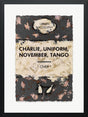 charlie uniform november tango bronze leaf framed print by artist hue folk