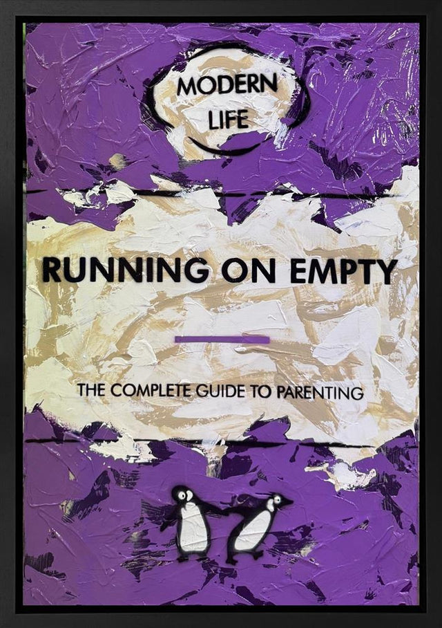running on empty framed original by artist hue folk