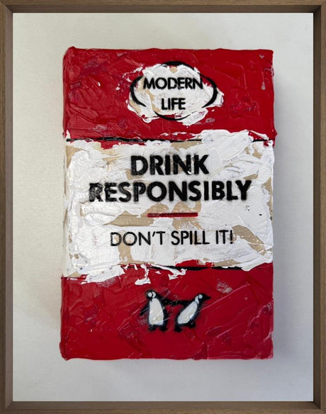 don't spill it mini storybook framed original by artist hue folk