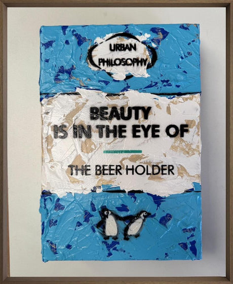 the beer holder storybook original framed by artist hue folk