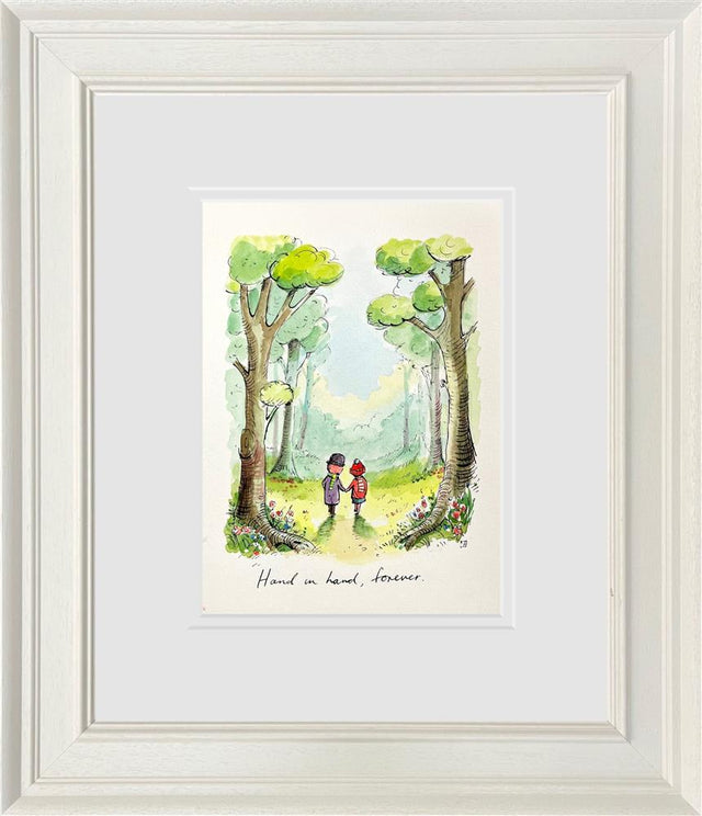 hand in hand forever sketch original framed by artist michael abrams