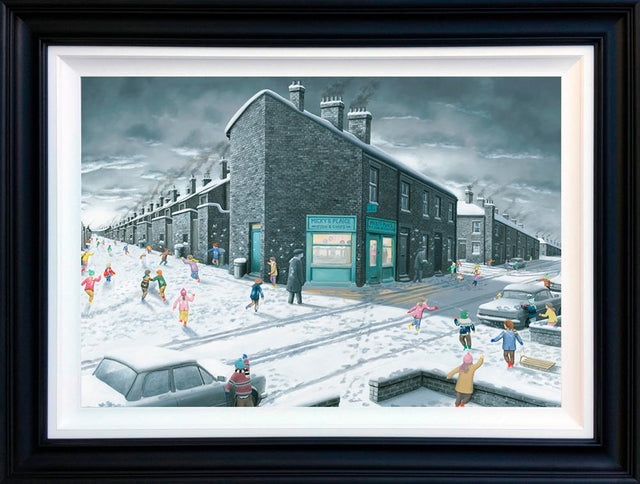 having a ball framed deluxe canvas print by artist leigh lambert