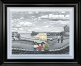 he always gets more than me framed deluxe canvas print by artist leigh lambert