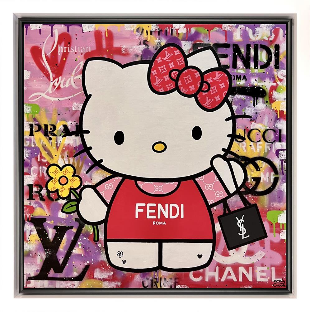 hello shopping framed original by artist emily crook
