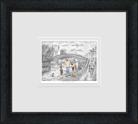 here we go lads sketch framed print by artist leigh lambert