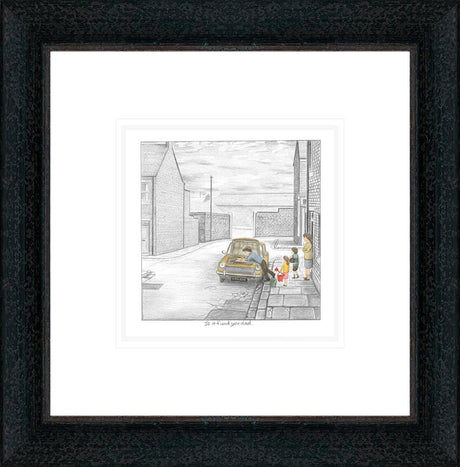 is it fixed yet framed sketch print by artist leigh lambert