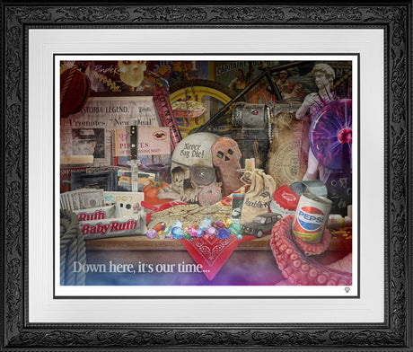 It's Our Time Down Here Goonies Christmas 'Still-Life' Special deluxe framed print by artist jj adams