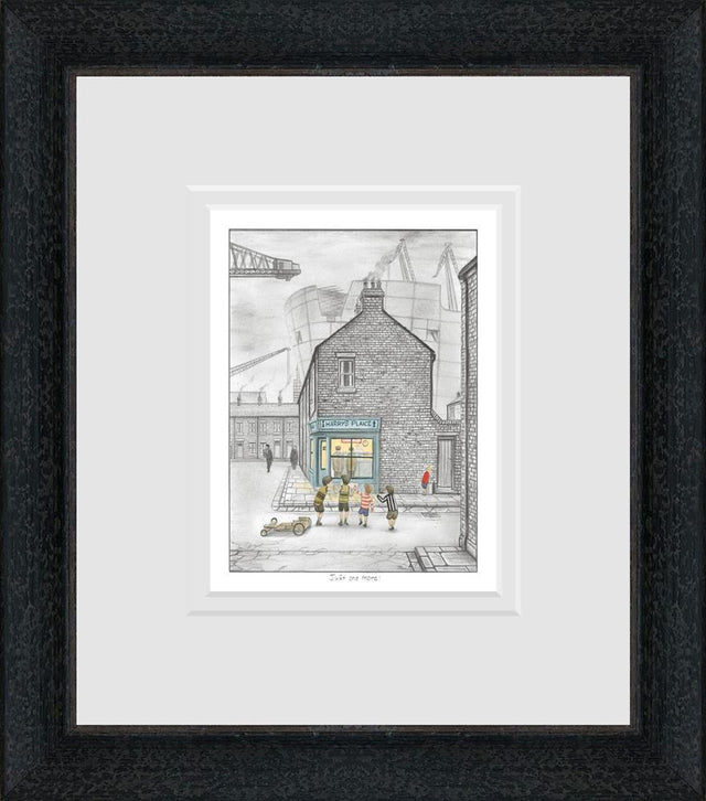 just one more sketch framed print by artist leigh lambert