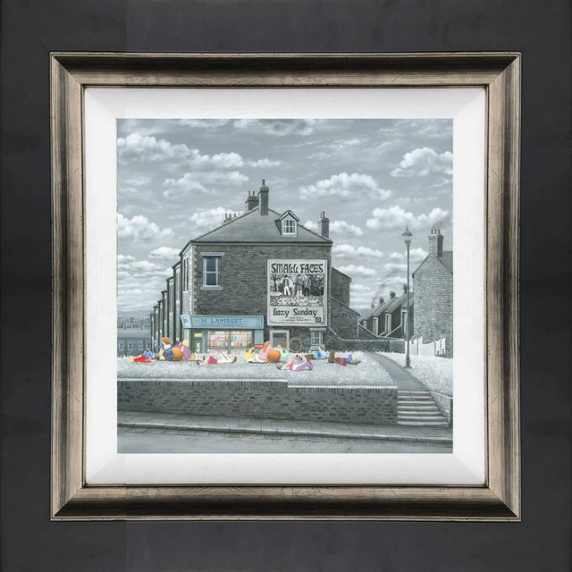 lazy sunday afternoon framed canvas print by artist leigh lambert