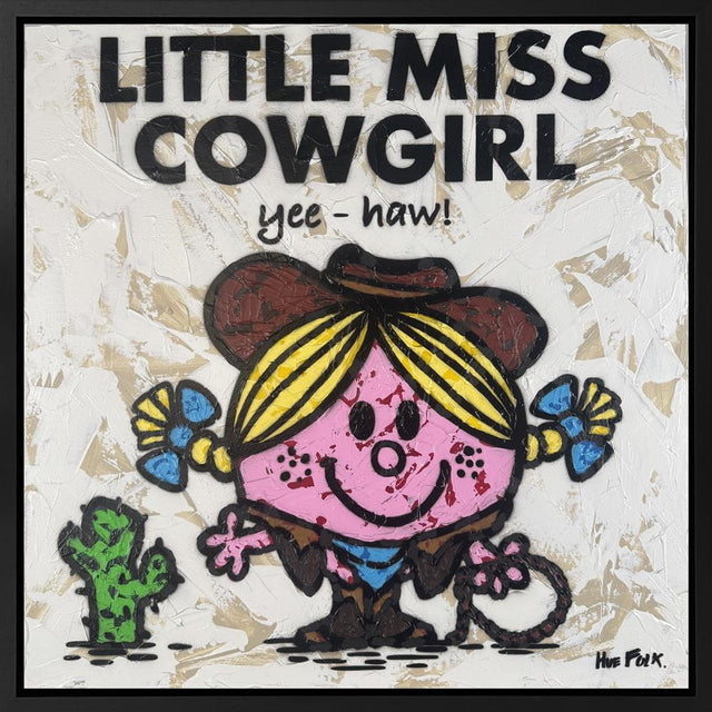 little miss cowgirl framed original by hue folk