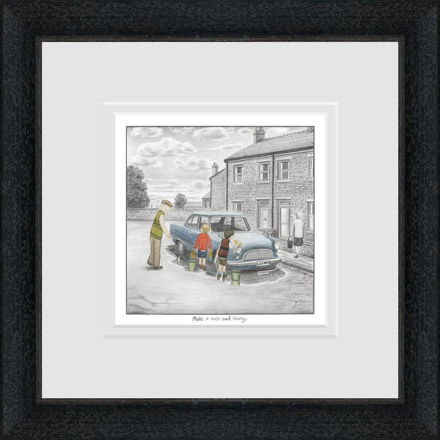 make it nice and shiny sketch framed print by artist leigh lambert