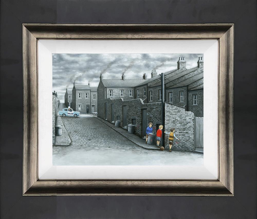nobodys watching framed canvas print by artist leigh lambert