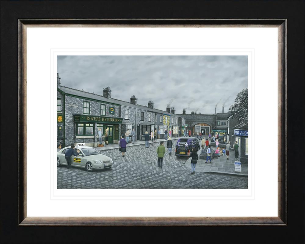 on the cobbles framed paper print by artist leigh lambert