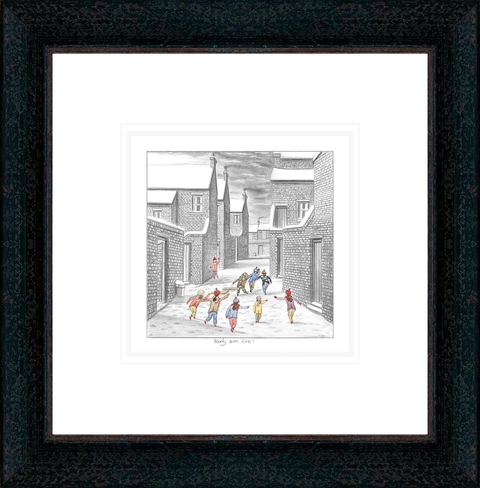 ready aim fire sketch framed print by artist leigh lambert