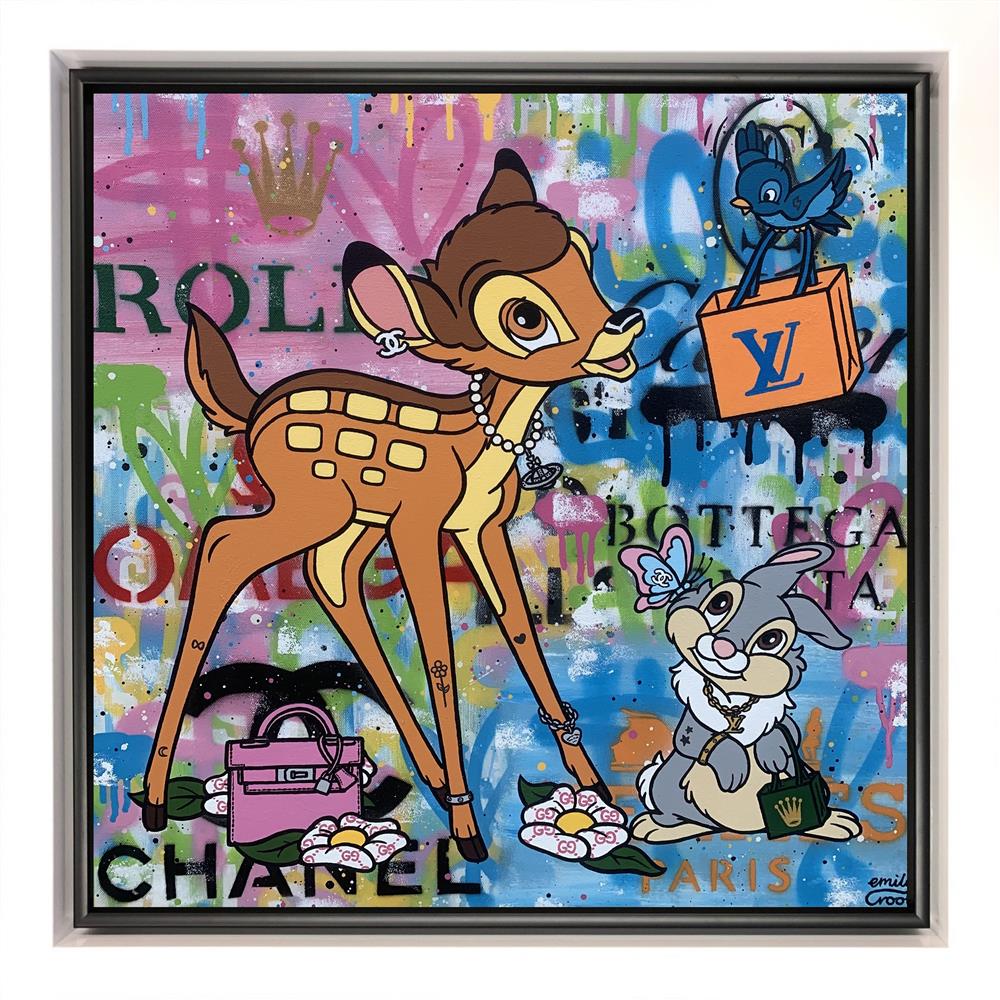 shopping days with bambi framed original by artist emily crook