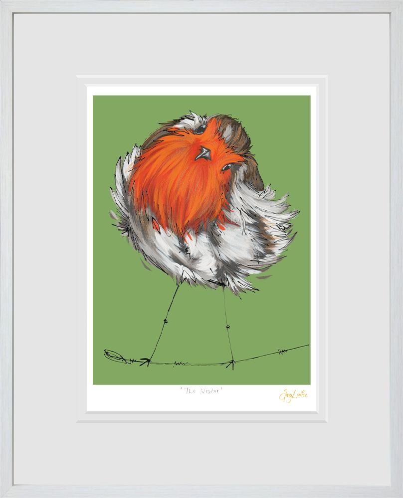 the visitor framed print by artist amy louise