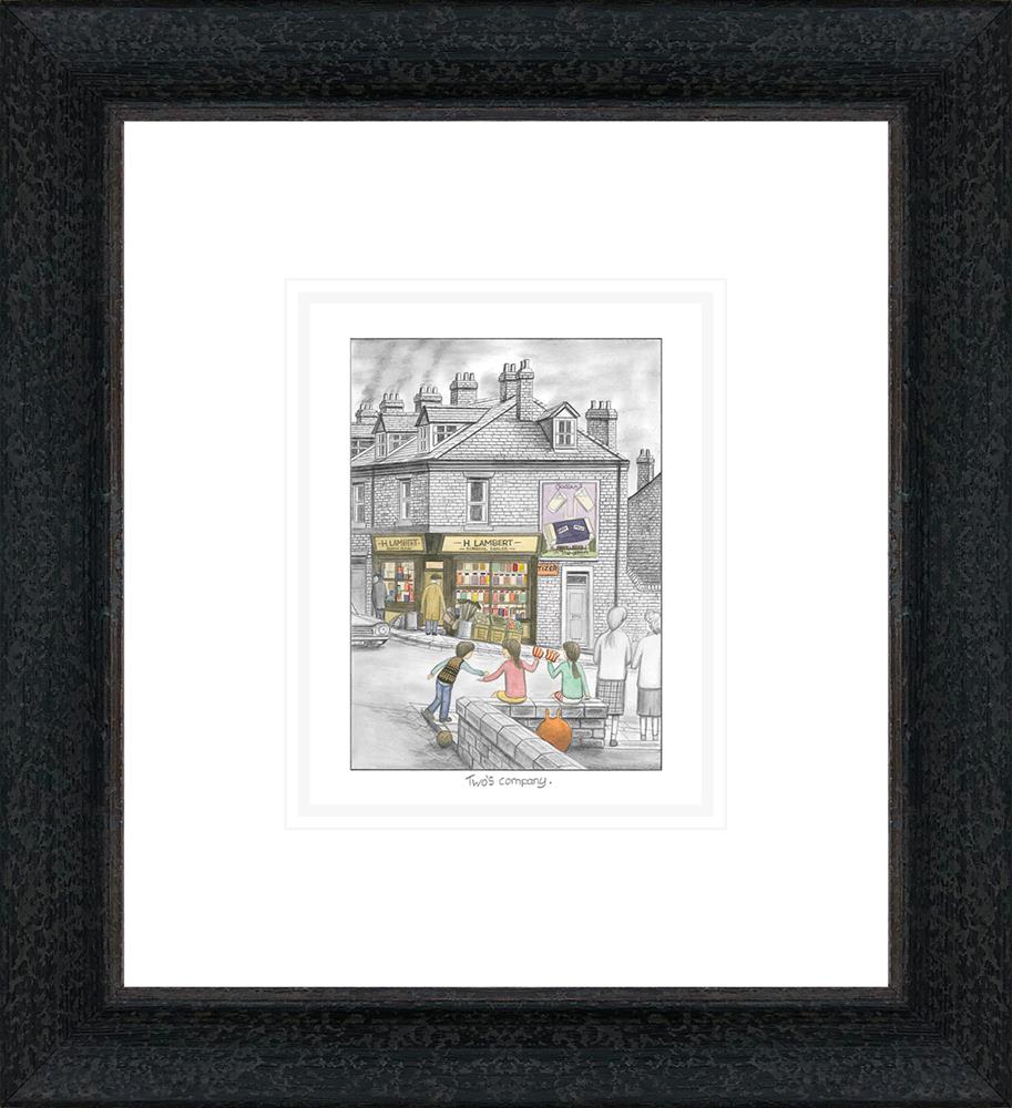 twos company sketch framed print by artist leigh lambert