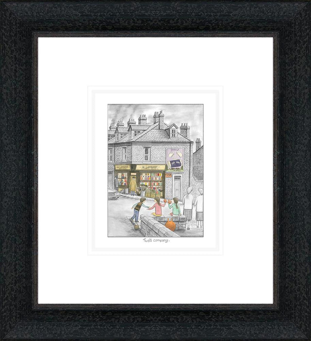 twos company sketch framed print by artist leigh lambert