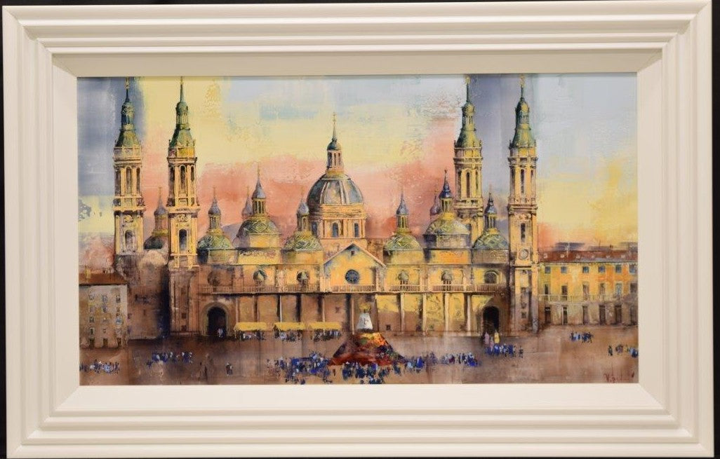 zaragoza del pilar espana framed original by artist veronica benoni