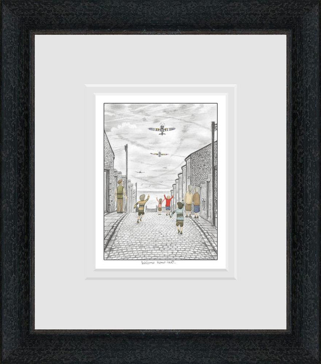 welcome home lads sketch framed print by artist leigh lambert