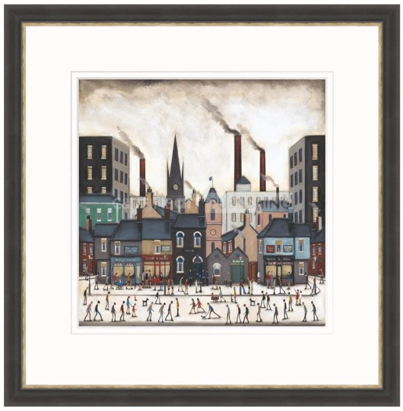 a northern saturday black and silver framed print by artist sean durkin