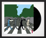 abbey road album cover with vinyl record framed by artist tboy