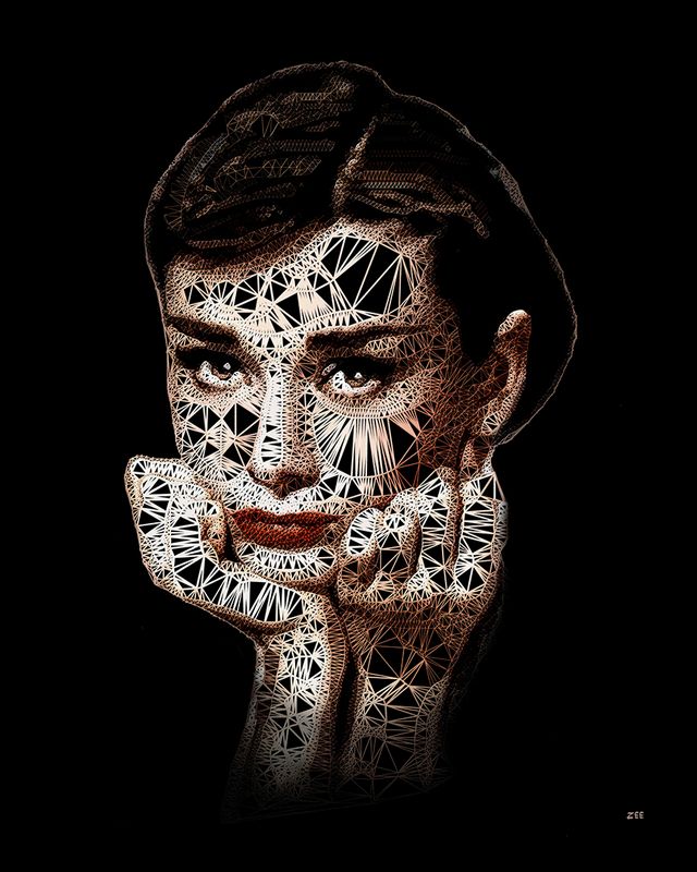 audrey mounted print by artist zee