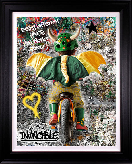 being differentgives the world colour deluxe edition black framed print by artist zee