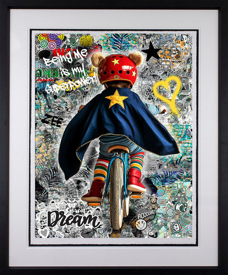 being me is my super power black framed print by artist zee