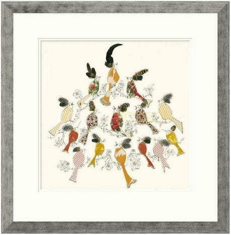 birdsong print framed in pewter by artist anna wright