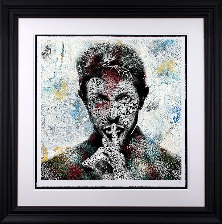 bowie black framed print by artist zee