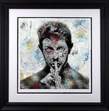bowie black framed print by artist zee
