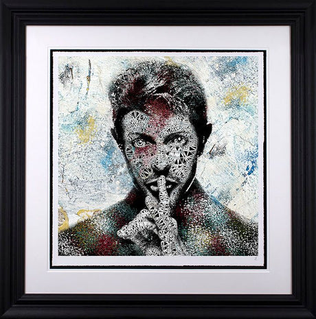 bowie black framed print by artist zee