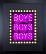 boys boys boys purple print framed in black by artist courty