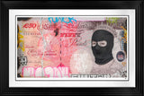 burning a hole in your pocket print framed in black by artist jj adams