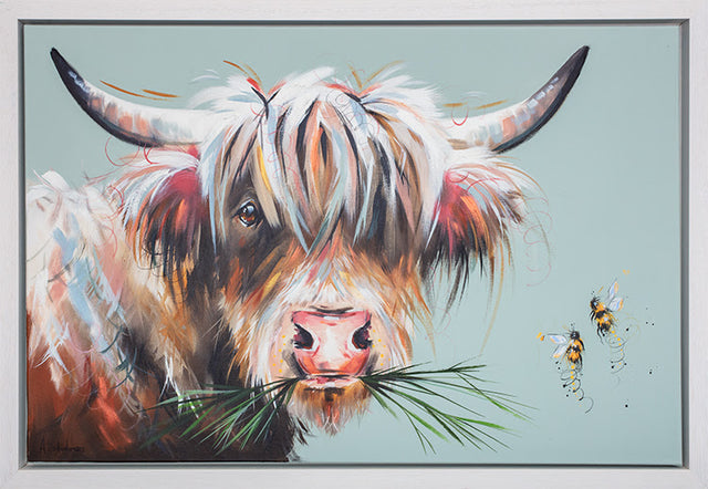 buzzing around framed acrylic origiinal by artist asheley saunders
