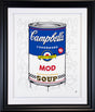 campbells mod soup black framed print by artist JJ Adams