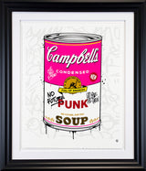 campbells punk soup black framed print by artist JJ Adams