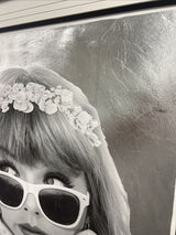 champagne problems black and white print embellished with platinum leaf close up 1 by artist jj adams