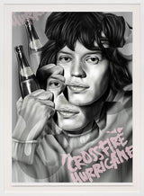 cross fire hurricane framed 3d double hexposure print by artist wolf blazar