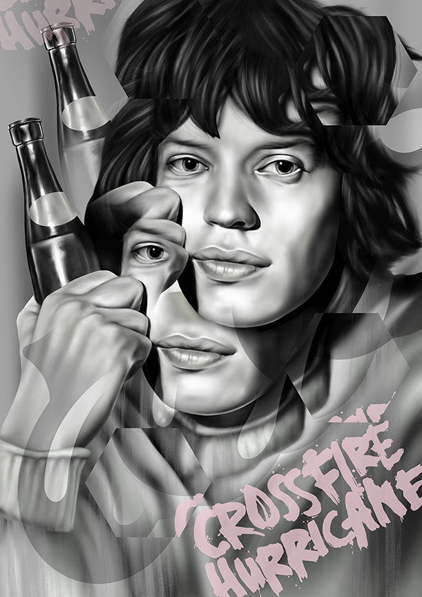 cross fire hurricane framed print by artist wolf blazar