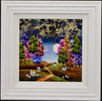under the harvest moon framed original by artist rozanne bell