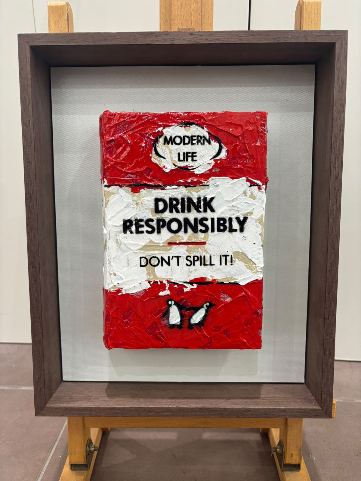 don't spill it framed original by artist hue folk
