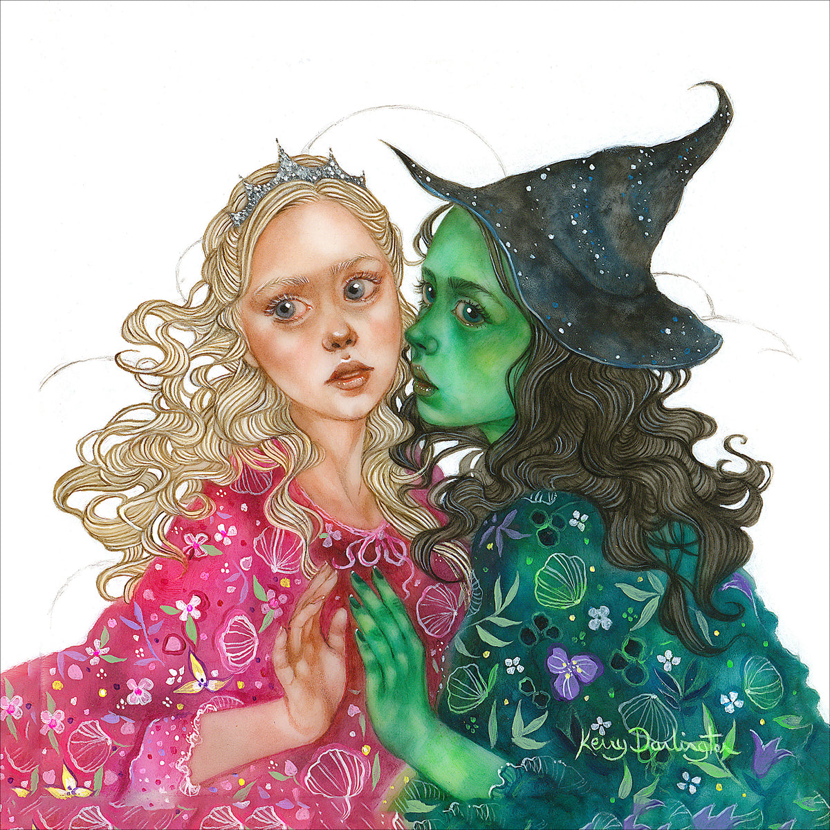 elphie and glinda sketch edition print by artist kerry darlington