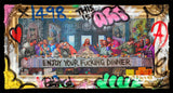 enjoy your fucking dinner framed print by artist ghost