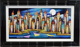 evening moorings framed original by artist rozanne bell