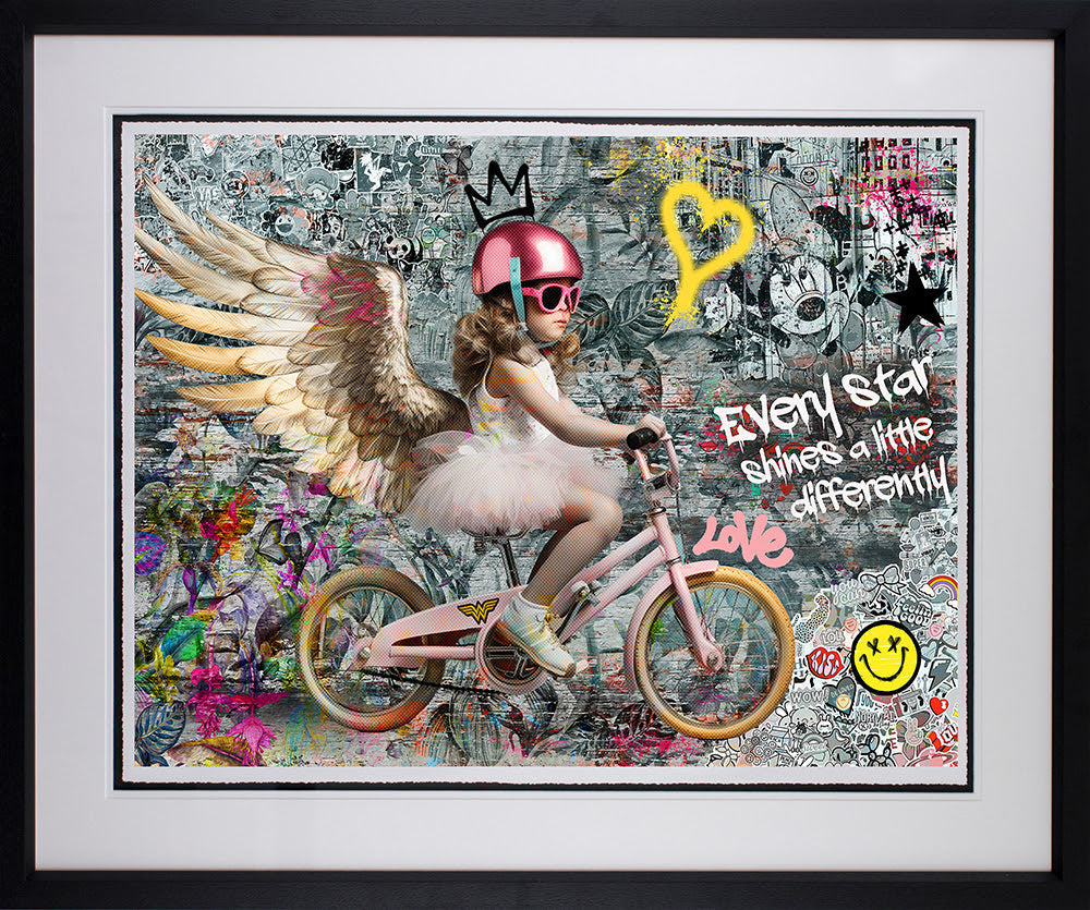 every star shines a little differentlyblack framed print by artist zee