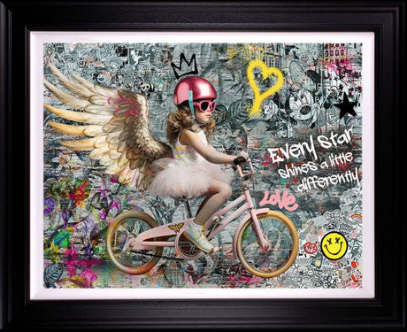 every star shines a little differently deluxe edition black framed print by artist zee