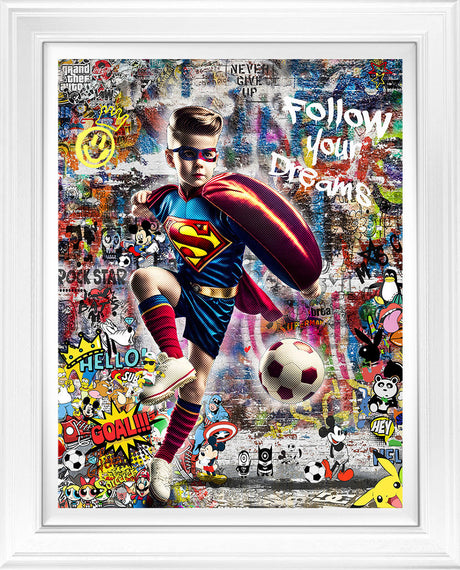 follow your dreams deluxe edition white framed print by artist zee